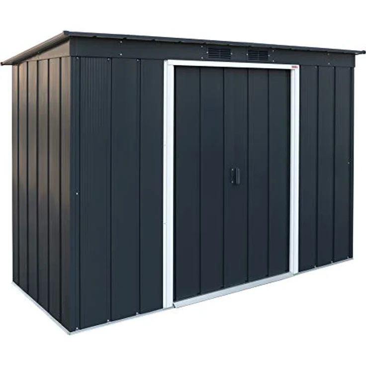 Duramax ECO 8 x 4 (2.85 m²) Metallgerätehaus mit Steildach, Gartenhaus aus feuerverzinktem Metall - Geräteschuppen, robuste und verstärkte Dachkonstruktion, wetterfester Metallschuppen, Anthrazit – Bild 1