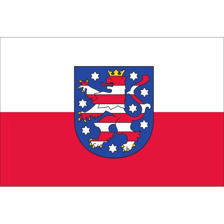 Flagge Thüringen mit Wappen 120 g/m² ca. 40 x 60 cm