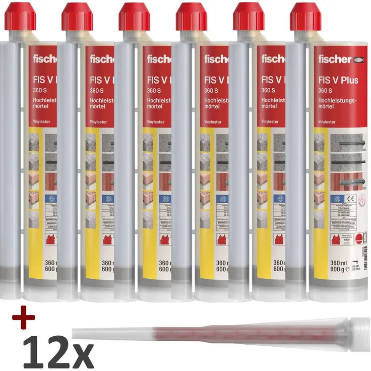 Fischer 6x Montagemörtel Hochleistungsmörtel FIS V 360 S - 558745 - 360ml