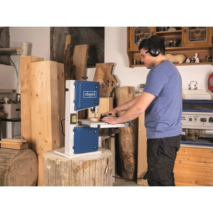 Scheppach HBS30 Bandsäge Holzbandsäge Holzsäge Tischsäge Säge inkl. 3 Sägebänder | 230 Volt | 350 Watt | max. Durchlasshöhe: 80 mm | max. Durchlassbreite: 200 mm – Bild 6