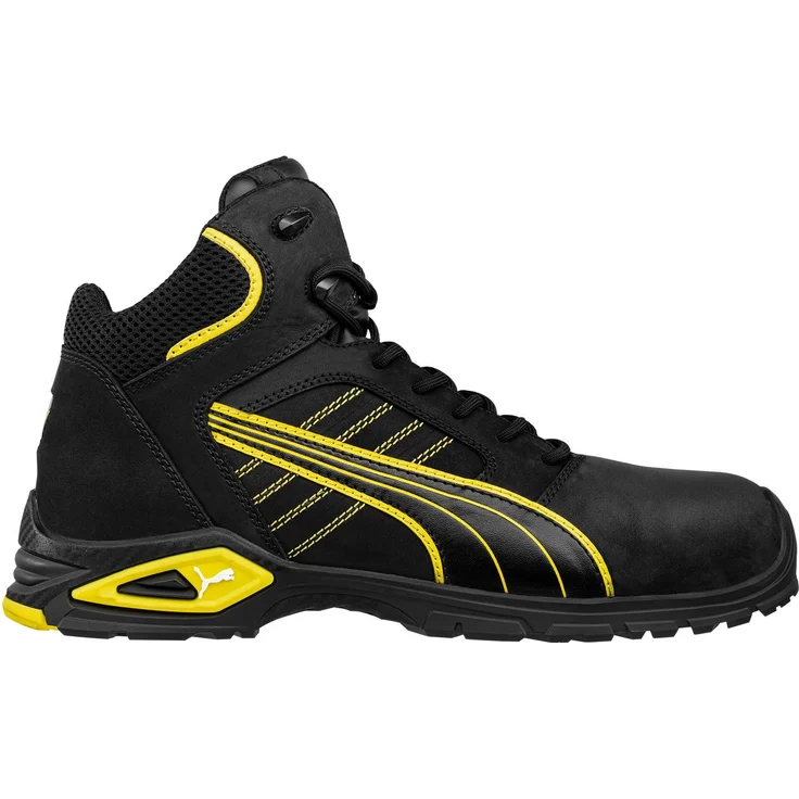PUMA Safety AMSTERDAM MID Arbeitsschuh, hochwertiges Nubukleder, TPU Laufsohle, ldCELL Dämpfung, schwarz – Bild 1