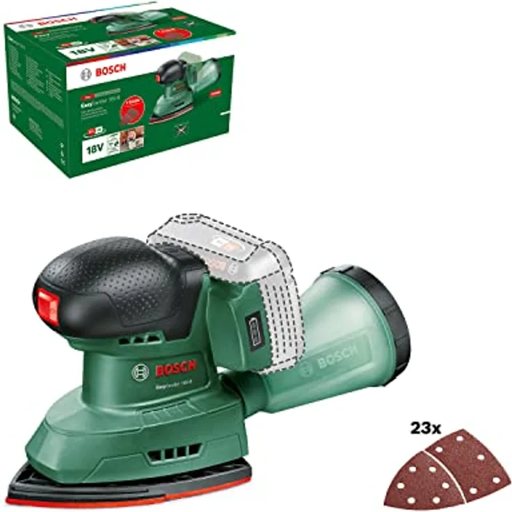 Bosch Akku-Multischleifer EasySander 18V-8, Deltaschleifer für DIY-Holzbearbeitung, ohne Akku, 3 Schleifblätter, 20 Schleifpapier, Amazon Edition