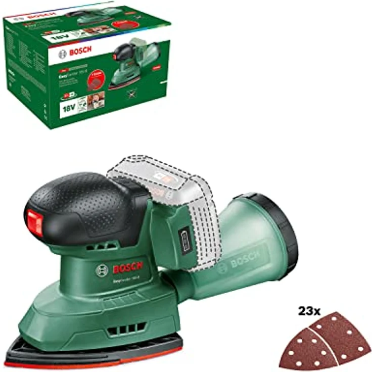 Bosch Akku-Multischleifer EasySander 18V-8, Deltaschleifer für DIY-Holzbearbeitung, ohne Akku, 3 Schleifblätter, 20 Schleifpapier, Amazon Edition – Bild 1