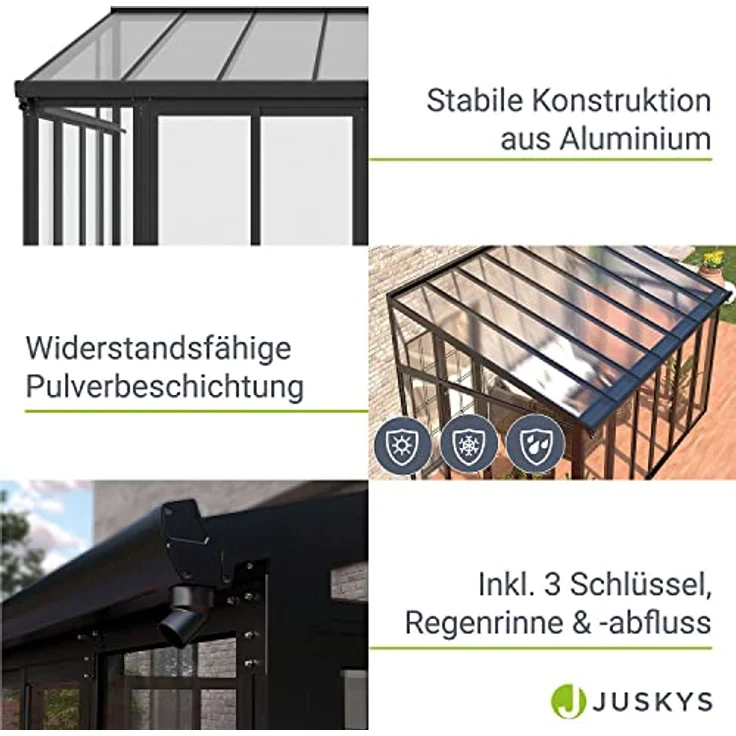 Juskys Wintergarten 12,5 m² - mit kristallklaren Wänden, Doppel-Schiebetüren & UV-Schutz - wasserdicht & winterfeste Überdachung aus Aluminium - Grau - Preisvergleich – Bild 5