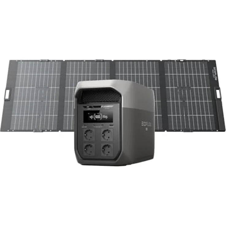 EcoFlow DELTA 3 Max, tragbare Powerstation 2 048Wh mit 400W bifazialem Solarpanel, LiFePO4 Batterie, 3 200W Ausgang, 0–80 % Ladung in 51 Minuten – Bild 1