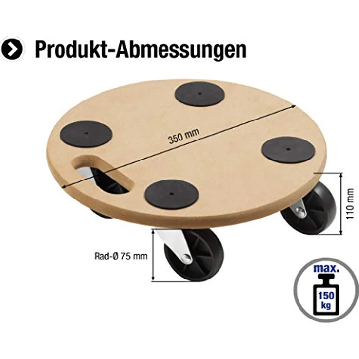 Metafranc Pflanzenroller Ø 350 mm - 150 kg Tragkraft - MDF-Platte - PP-Räder - Möbelroller - Untersetzer mit Rollen - Transporthilfe für Pflanzen - 821350 – Bild 2