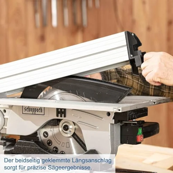 Scheppach Kappsäge HM100T (Tischkreissäge mit 1800 Watt, Sägeblatt-254mm, Schnittbreite 110mm, Schnitthöhe 70mm, sägeblatt mit 60 Zähnen) – Bild 8
