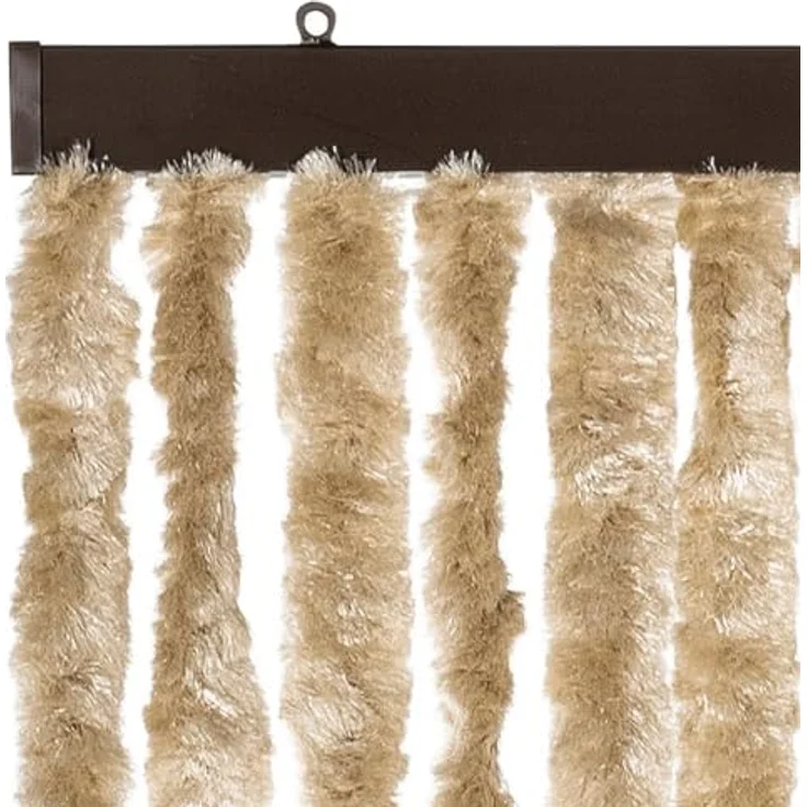 vidaXL Fliegenvorhang, Insektenschutz für Haus Mobilheim Wohnwagen, Türvorhang mit Haken, Fadenvorhang Insektenvorhang, Beige Chenille – Bild 4
