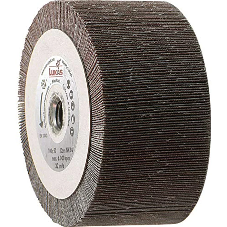 LUKAS Lamellenwalze LWL Normalkorund 100 x 50 mm NK60 M14, Fächerschleifer für gewölbte Werkstücke, max. 6000 r/min – Bild 1