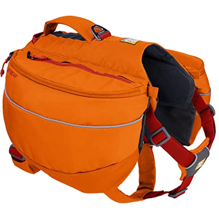 RUFFWEAR Approach Pack, Hunderucksack-Tragetasche mit integriertem Geschirr und Taschen, Tragbares Haustier-Wander- und Campingzubehör mit 2 Leinenbefestigungspunkten, Campfire Orange (Medium) – Bild 1