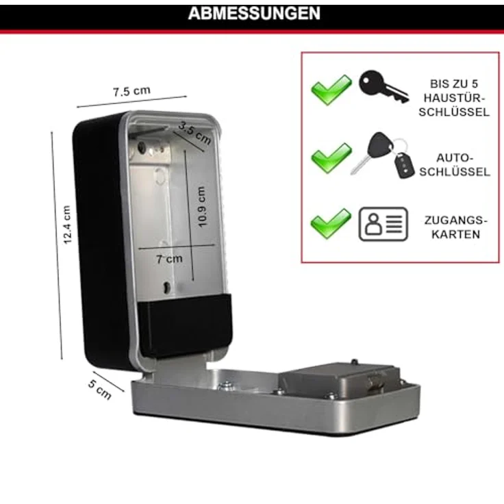 Master Lock Schlüsselkasten 5410EURD, Wandmontage, 4-stellige Kombination, außen geeignet, mit Befestigungsmaterial, ideal für Home-Office – Bild 3