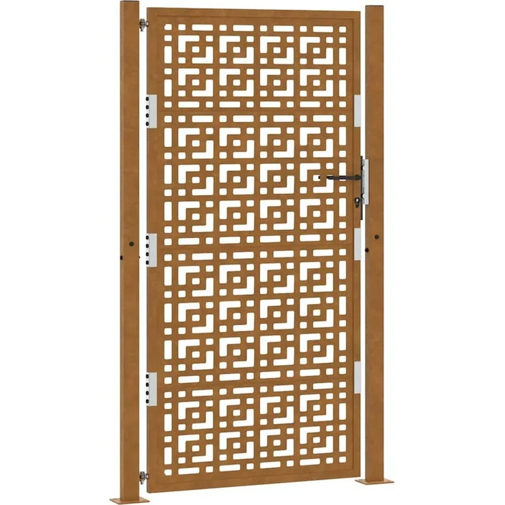 "vidaXL Gartentor 105x180 cm Wetterfester Stahl Kreuz-Design Rostig Metall Abschließb." – Bild 1