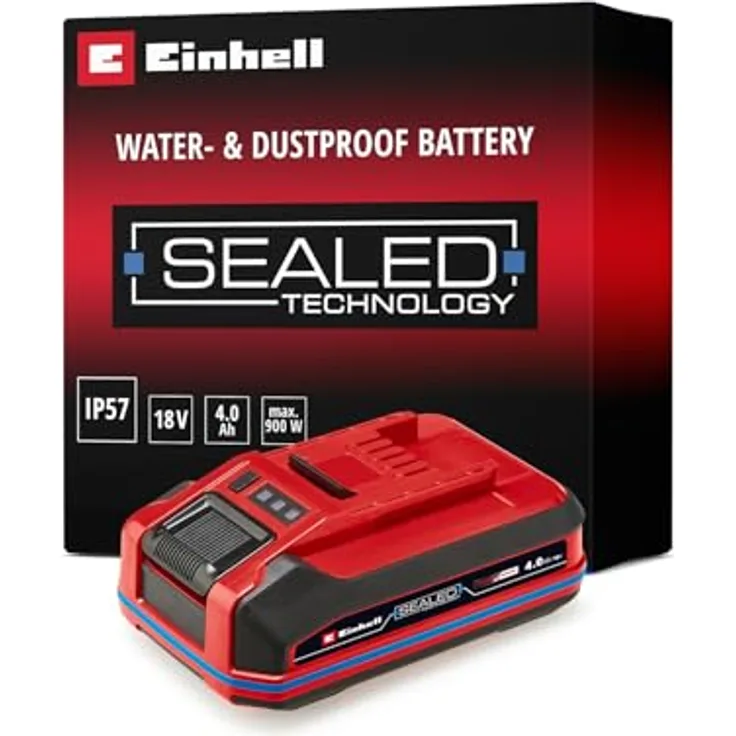 Einhell 18V 4,0 Ah SEALED Power X-Change PLUS Akku, wasser- & staubgeschützt, IP57, universell für alle PXC-Geräte (ohne Ladegerät)
