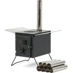 CampFeuer Zeltofen, 54 x 40 x 259,5 cm, vielseitige Zeltheizung und Kochstelle für Outdoor, inkl. Funkenschutzrohr und integrierten Zuluftregler