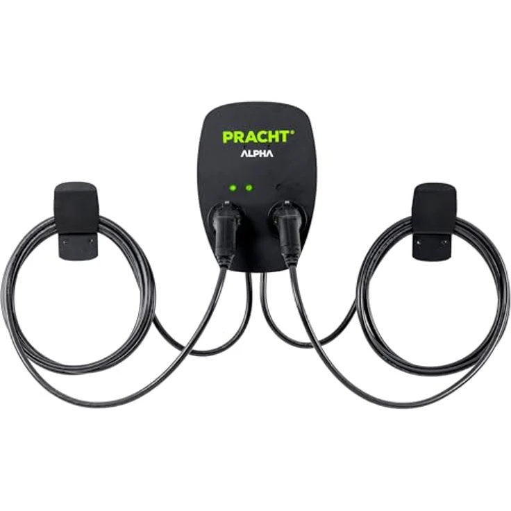 Pracht Wallbox ALPHA DUO, Elektroauto Ladestation mit 1x 11KW / 2x 6,9KW, schwarz, 2x 5,5 Meter Kabel, RFID – Bild 2