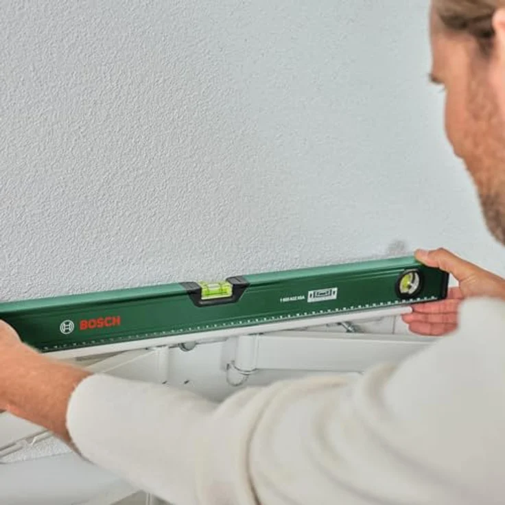 Bosch Wasserwaage 60cm (mit 2 Markierungsschiebern; Horizontale und vertikale fluoreszierende Libellen; Metrische Skala; Aluminiumgehäuse; Softgrip-Stoßdämpfer; V-Nut) – Bild 5