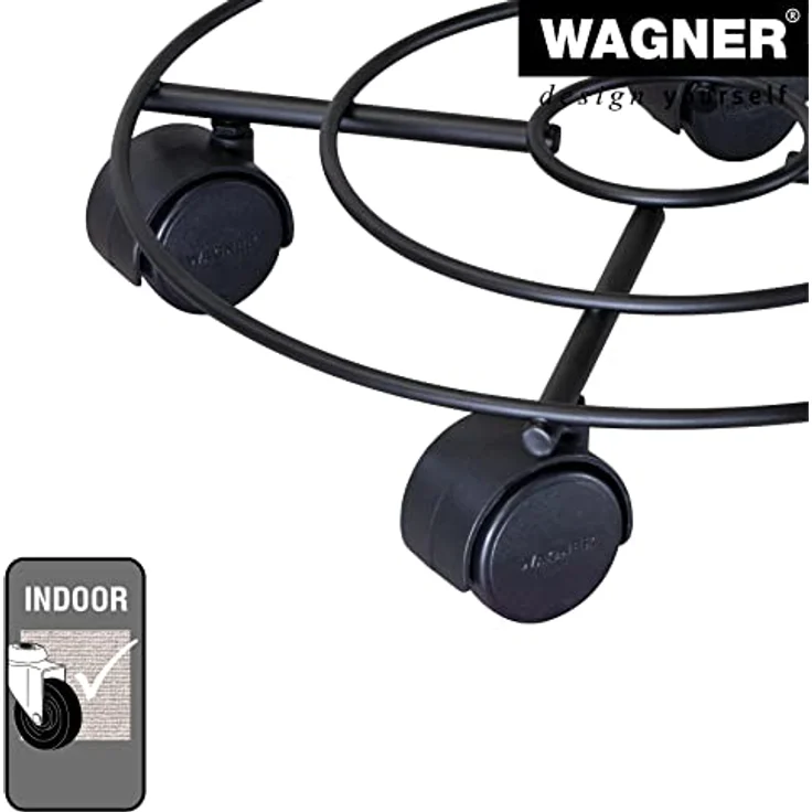 Wagner Pflanzenroller Draht GH 0943, Schwarz Matt, Ø 30 cm, mobile Basis mit wendigen Doppelrollen für Pflanzgefäße – Bild 4