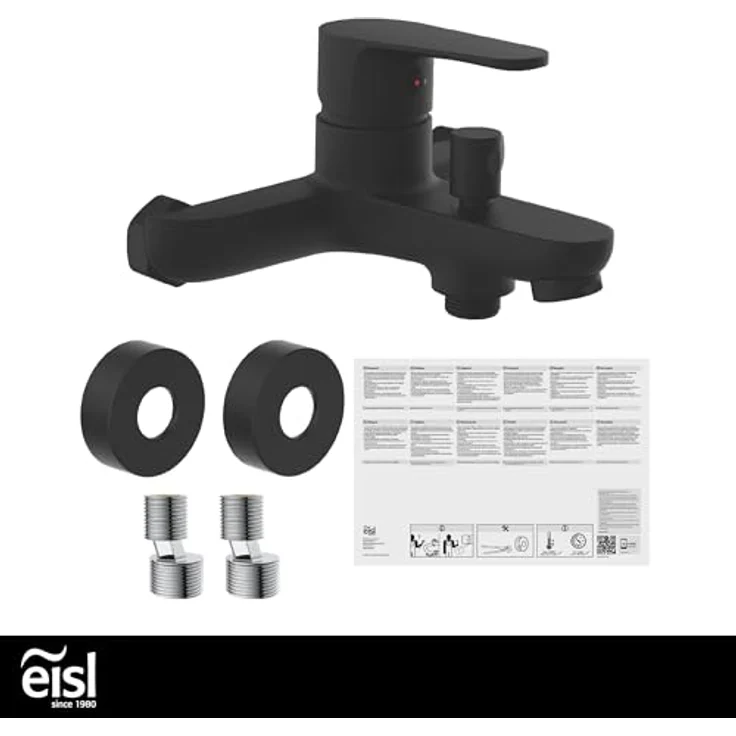 Eisl Wannenfüllarmatur Claudio, elegante Badarmatur in Schwarz Matt mit Qualitäts-Kartusche und 160 mm Ausladung – Bild 5