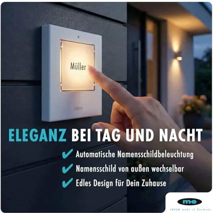 m-e KTF-1 W Türklingelknopf mit Beleuchtungsautomatik für 1-Familienhaus, weiß – Bild 2