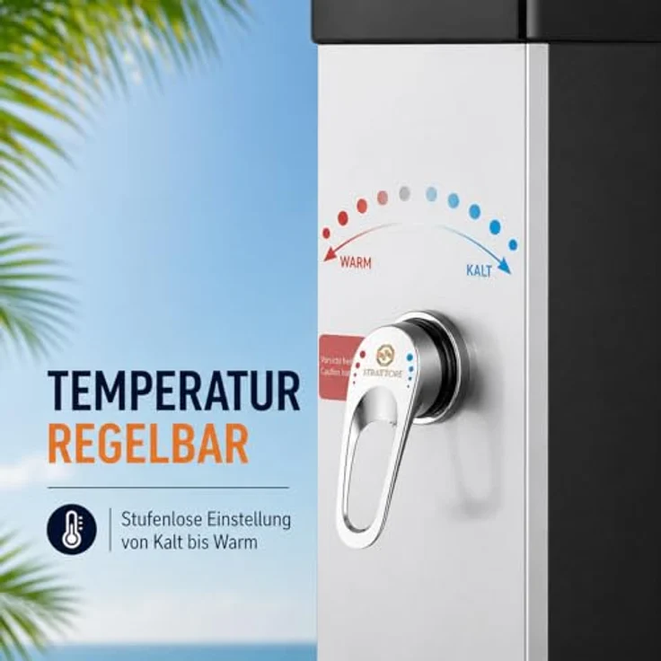 Strattore Solardusche Ocean in Schwarz/Silber, 40 Liter Tankvolumen, 60 °C maximale Wassertemperatur – Bild 6