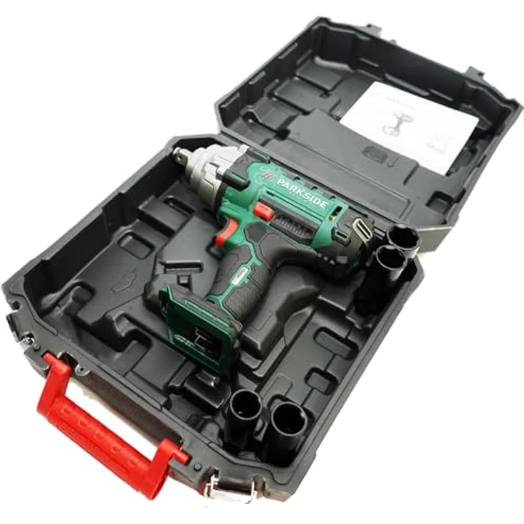 HEADNMORE® Bundle - PARKSIDE® 20V Akku Schlagschrauber PASSK 20 im Transportkoffer + Schlüsselanhänger, kraftvoller Schlagschrauber mit max. 400 Nm Drehmoment, inkl. 4 Steckschlüssel, LED-Arbeitsleuchte, Akku kompatibel mit PARKSIDE X 20 V Team, Aluminium Schlüsselanhänger (ohne Akku) – Bild 2