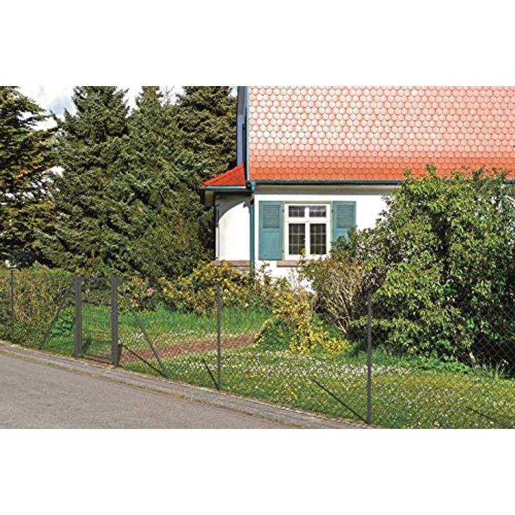 Alberts 697150 Maschendrahtzaun-Komplettset zum Einbetonieren, anthrazit-metallic, 100 cm hoch, 15 m lang, inklusive Kniekissen und Zaunpfosten – Bild 5