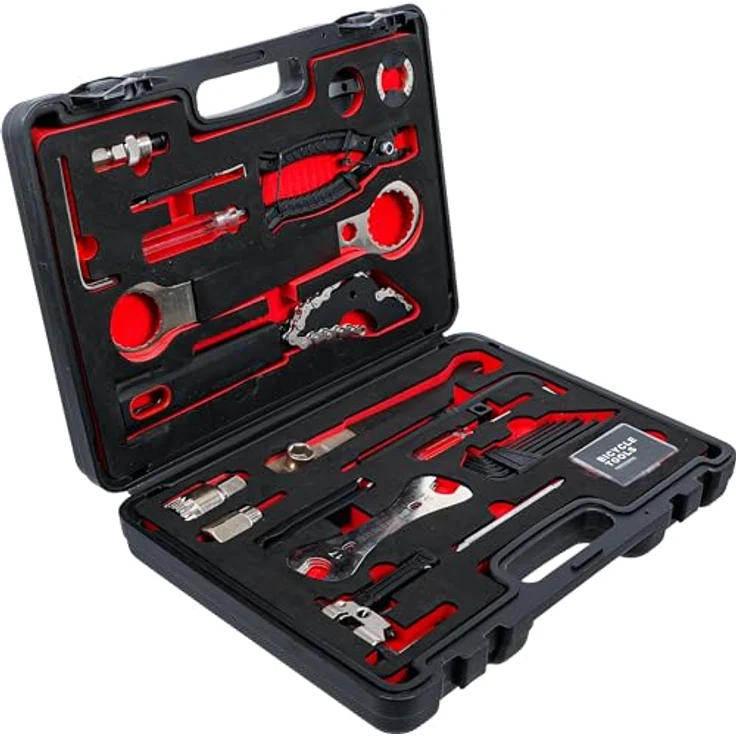 BGS TECHNIC Fahrrad-Reparaturwerkzeug-Satz 32-tlg., universeller Werkzeugkoffer für Straßen- und Sporträder, Kunststoffkoffer – Bild 3