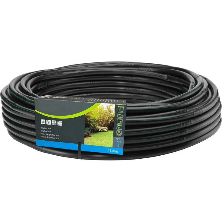 Geka Drip Tropfrohr Ø 16 mm x 50 m, flexibles Bewässerungssystem mit selbstreinigender Labyrinthtechnik und Mengenskalierung