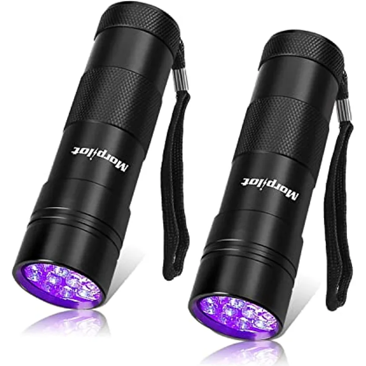 morpilot UV-Taschenlampe 2 PCS 12 LED UV-Taschenlampe zur Erkennung von Urin Falsche Ticket Taschenlampe Ultraviolettes Licht Falsche Ticket Detektor Taschenlampe mit schwarzer Hülle