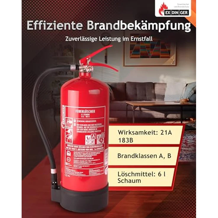 6l Feuerlöscher Schaum AB 6 LE mit Halterung Dauerdrucklöscher - Exdinger – Bild 5