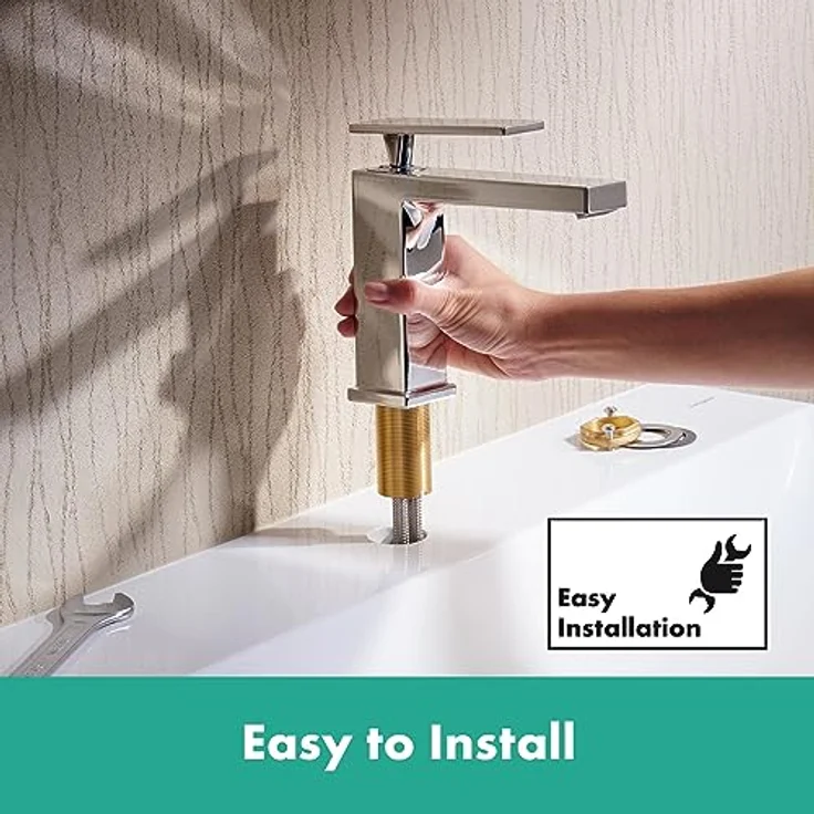 hansgrohe Tecturis E Waschtischarmatur, Comfort-Zone 110, Auslaufhöhe 117 mm, CoolStart, WaterfallStream, Keramikmischsystem, einstellbare Temperaturbegrenzung – Bild 9