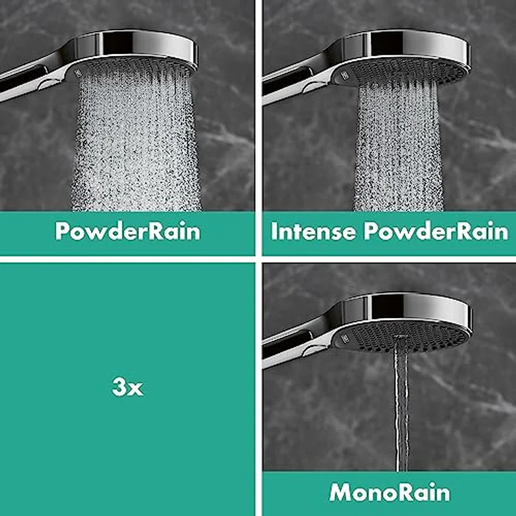 Hansgrohe Rainfinity Brauseset 130, 3-Strahl-Handbrause mit Select-Taste, S Puro Duschstange 650mm, Graphit – Bild 4