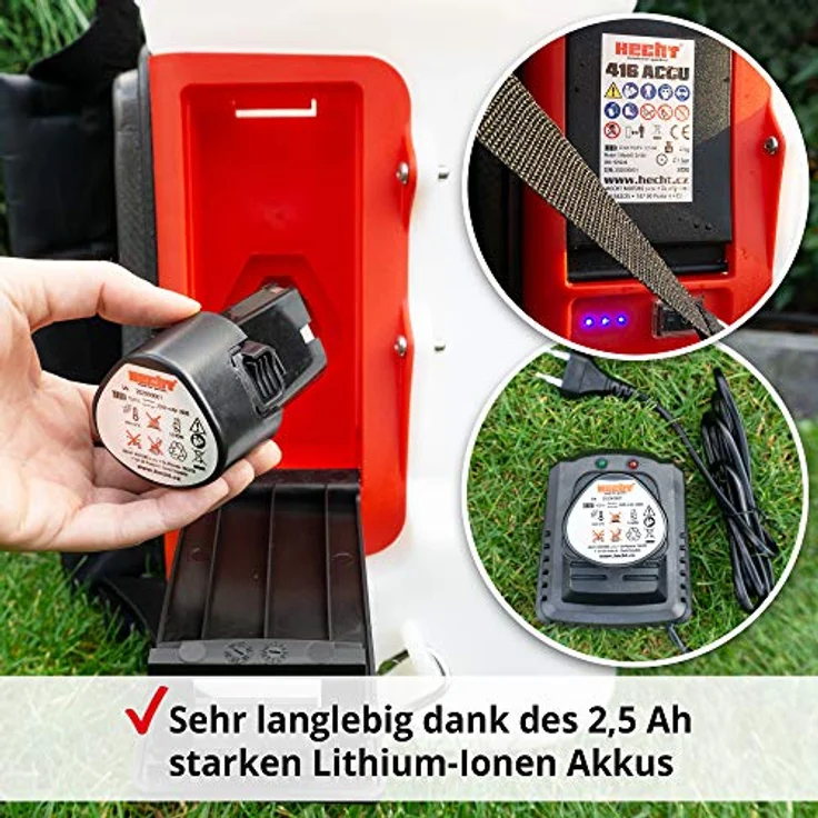 Hecht 416 Akku-Drucksprühgerät, 16 Liter mit 12V/7Ah Akku, Rucksackgurt, 2,5 bar, 160 min Laufzeit, ergonomisch – Bild 4