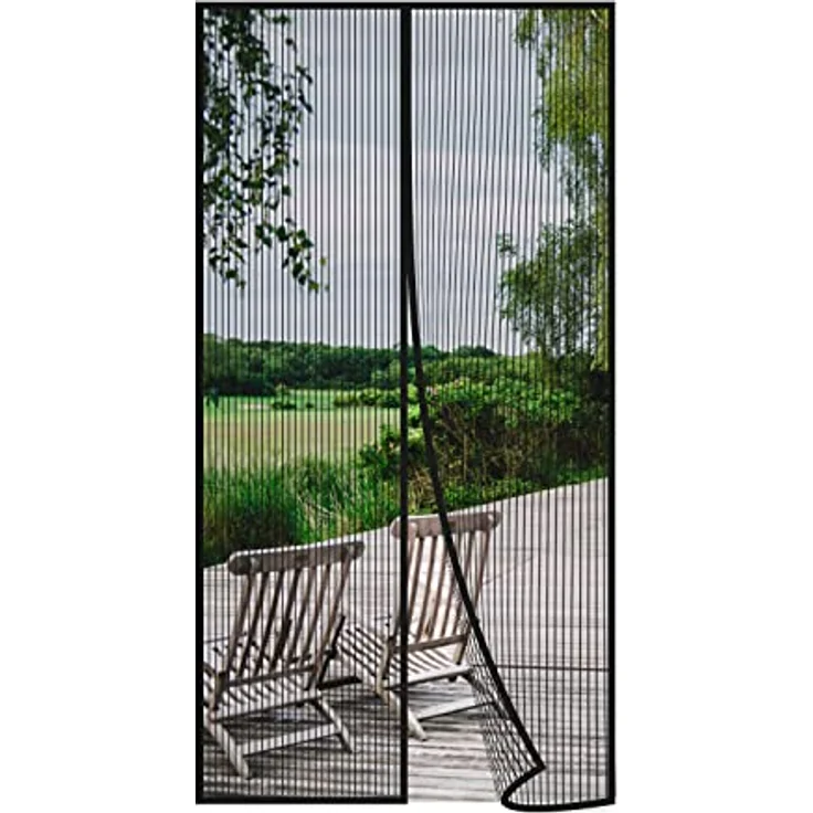 Risareyi Magnet Fliegengitter Tür 120x210cm, Schwarz, Insektenschutz ohne Bohren mit automatischem Schließen und Klettband für Terrassentür – Bild 1