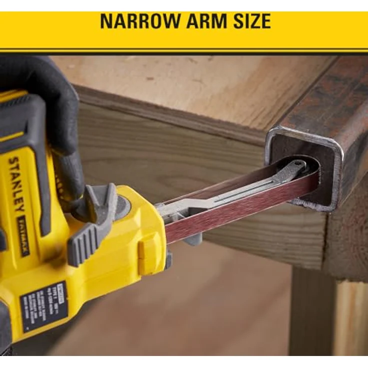 Stanley FatMax SFMCE210B-XJ 18 V V20 schnurloser Bandschleifer, 13 mm Powerfile, nur Werkzeug, optimal für schnellen Materialabtrag in engen Räumen – Bild 4