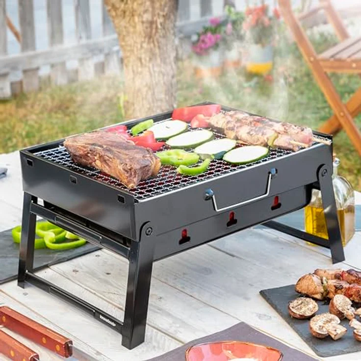 Klappbarer tragbarer Grill für die Verwendung mit Holzkohle BearBQ InnovaGoods – Bild 3