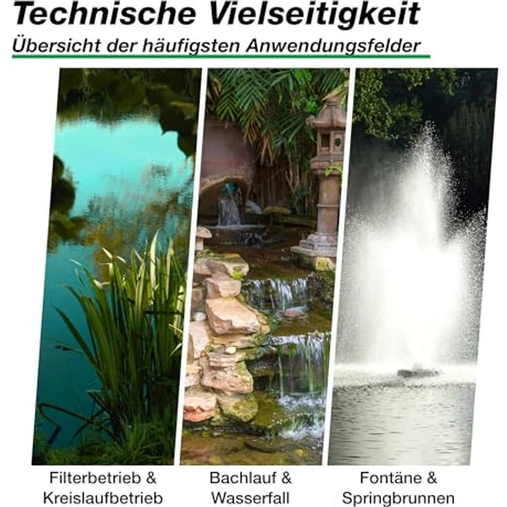 Wagner GREEN SUPER ECO+ 3500, Tauchpumpe mit 14 Watt, 3,5m³/h Förderleistung, 2,5m H max, für Teichfilter und Bachlauf – Bild 8