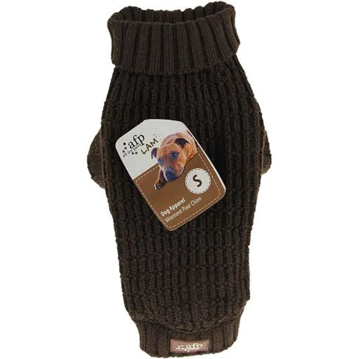 All for Paws Knitted Dog Sweater Fishermans Brown, L 35.6CM, bequemer Hundepullover aus weichem Garn