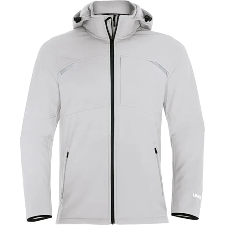 Uvex Safety, Softshelljacke uvex suXXeed craft, funktionale Arbeitsjacke mit weitenverstellbarer Kapuze, Reflexdetails, weiß, Größe XXL – Bild 2