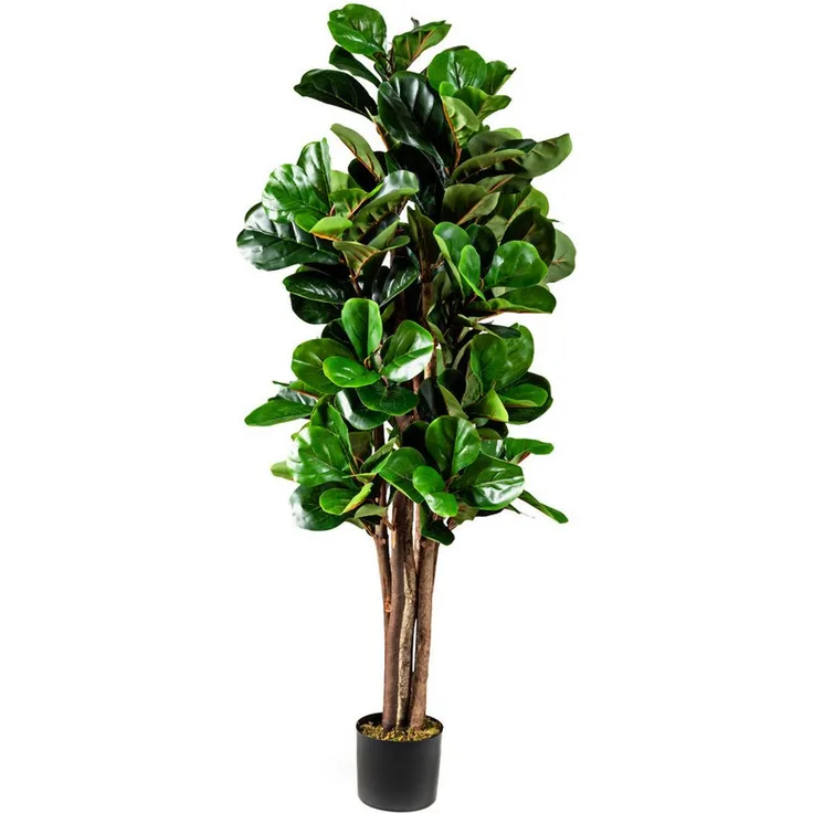 COSTWAY Kunstpflanze Künstlicher Feigenbaum, 1,5m, mit Blumentopf, realistisch gestaltete 180 Blätter, Grün