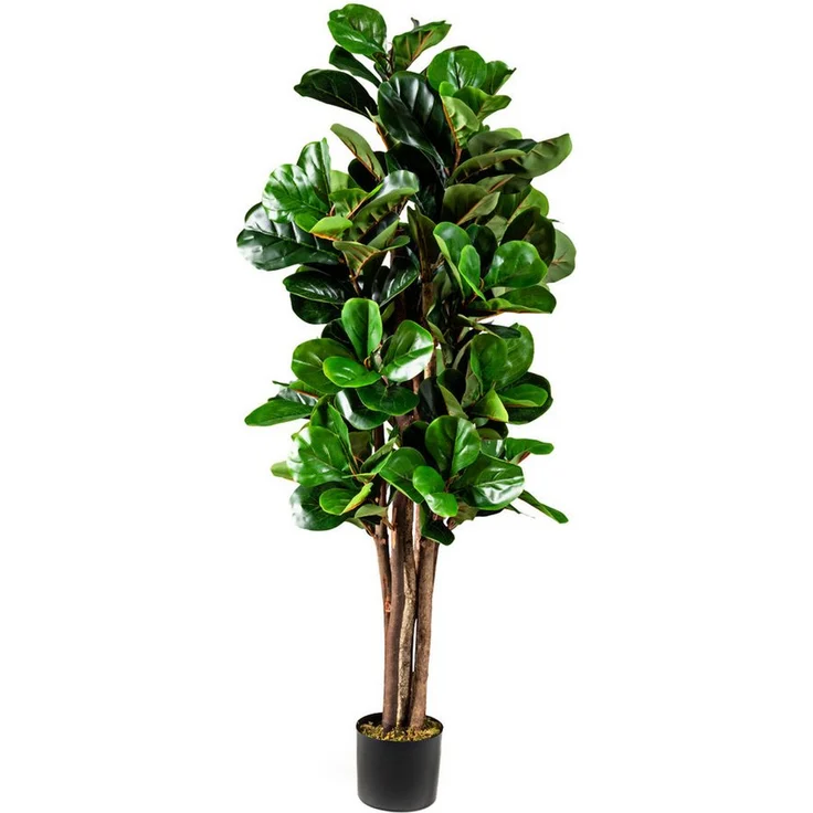 COSTWAY Kunstpflanze Künstlicher Feigenbaum, 1,5m, mit Blumentopf, realistisch gestaltete 180 Blätter, Grün