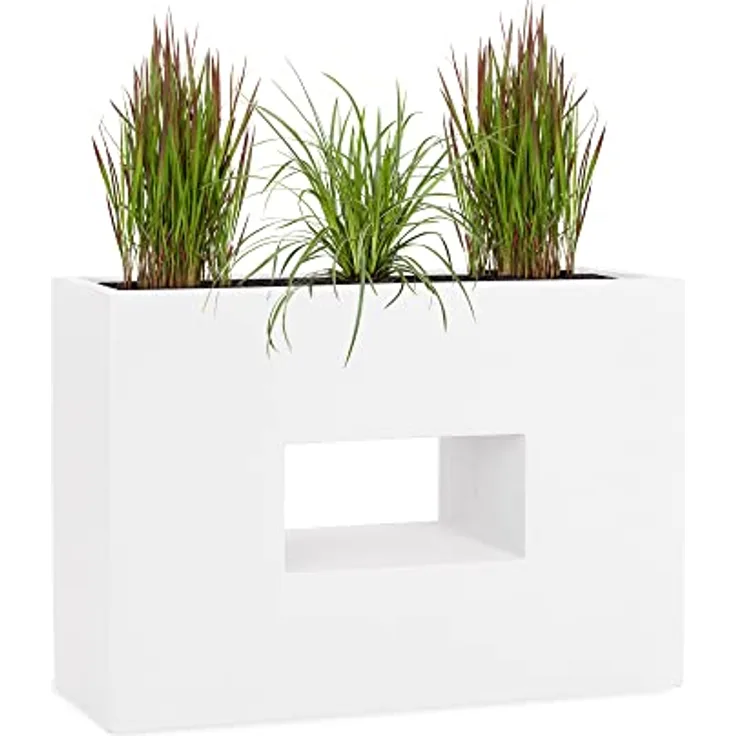 Pflanzwerk® VISTA Premium Pflanzkübel, rechteckiger Blumenkübel aus Fiberglas mit Lotus-Effekt, handgefertigt, frostbeständig, 20-25 Liter