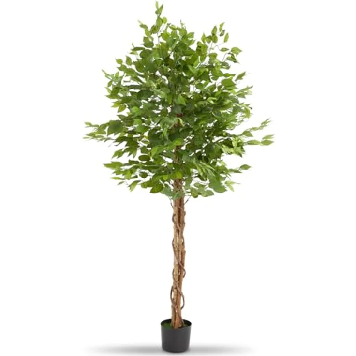 tectake Künstlicher Ficusbaum Fida, 180 cm, naturgetreu mit stabiler Kunststoffbasis, pflegeleicht und vielseitig einsetzbar – Bild 1