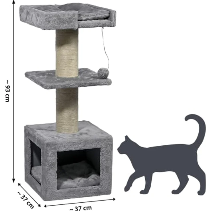 dobar® Premium Katzen-Kratzbaum Easy aus Holz mit extra großen und stabilen Kratz-Stämmen in außergewöhnlichem Design - Geeignet auch für große Katzen - 35 x 60 x 100 cm – Bild 2