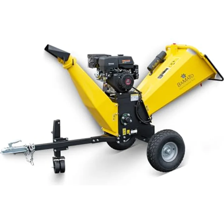 BAMATO Häcksler HACK-120, 15 cm max. Astdurchmesser, 9 kW Benzinmotor mit E-Start, Luftbereifung und Abdeckplane – Bild 3