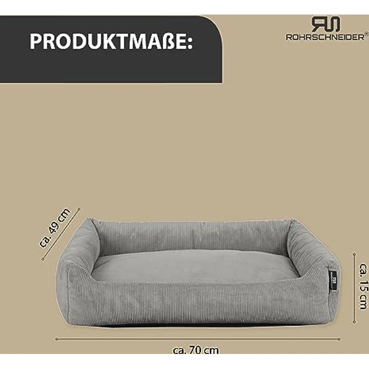 Rohrschneider Katzenbett Cordstoff mit Spielkugelset (Grau, feiner Cordstoff) – Bild 3