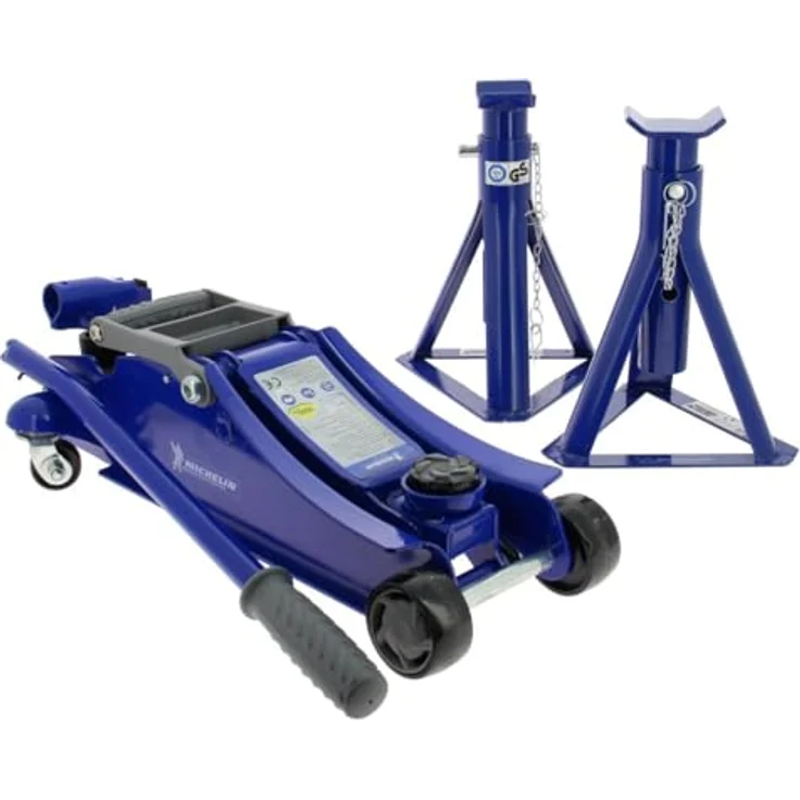 Michelin Hebebock 1800 Kg, Hydraulischer Wagenheber mit höhenverstellbarem Bereich von 105 mm bis 350 mm, blau – Bild 1