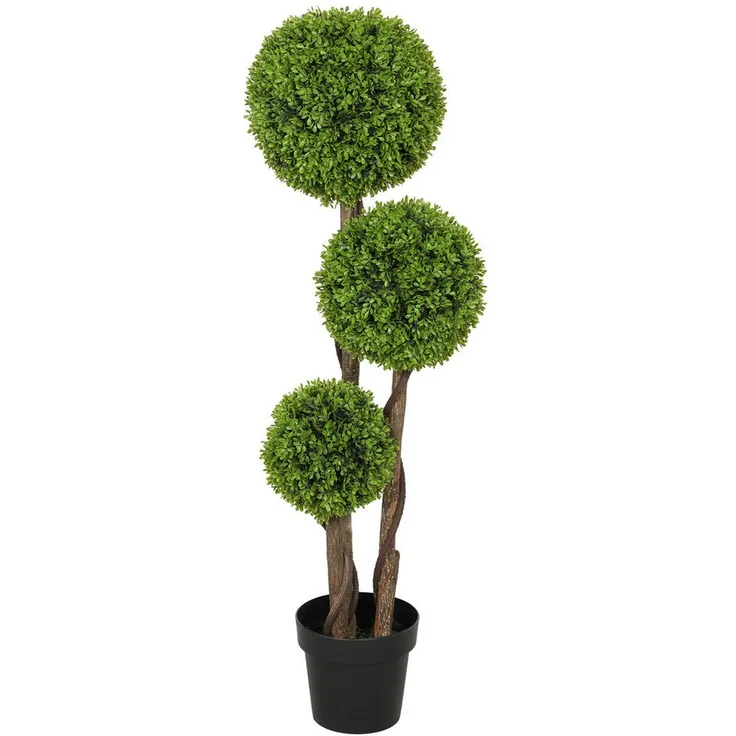 HOMCOM Kunstpflanze 115 cm Buchsbaum, täuschend echte Farben und Texturen, Grün