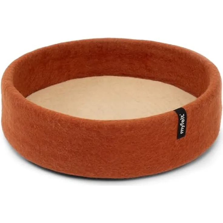 myfelt Lora Schurwolle-Hundekorb, Rostrot mit beigem Inlay, 40 x 13 cm, Handgefertigt