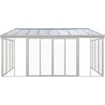 Juskys Wintergarten 16 m² - mit kristallklaren Wänden, Doppel-Schiebetüren & UV-Schutz - wasserdicht & winterfeste Überdachung aus Aluminium - Weiß